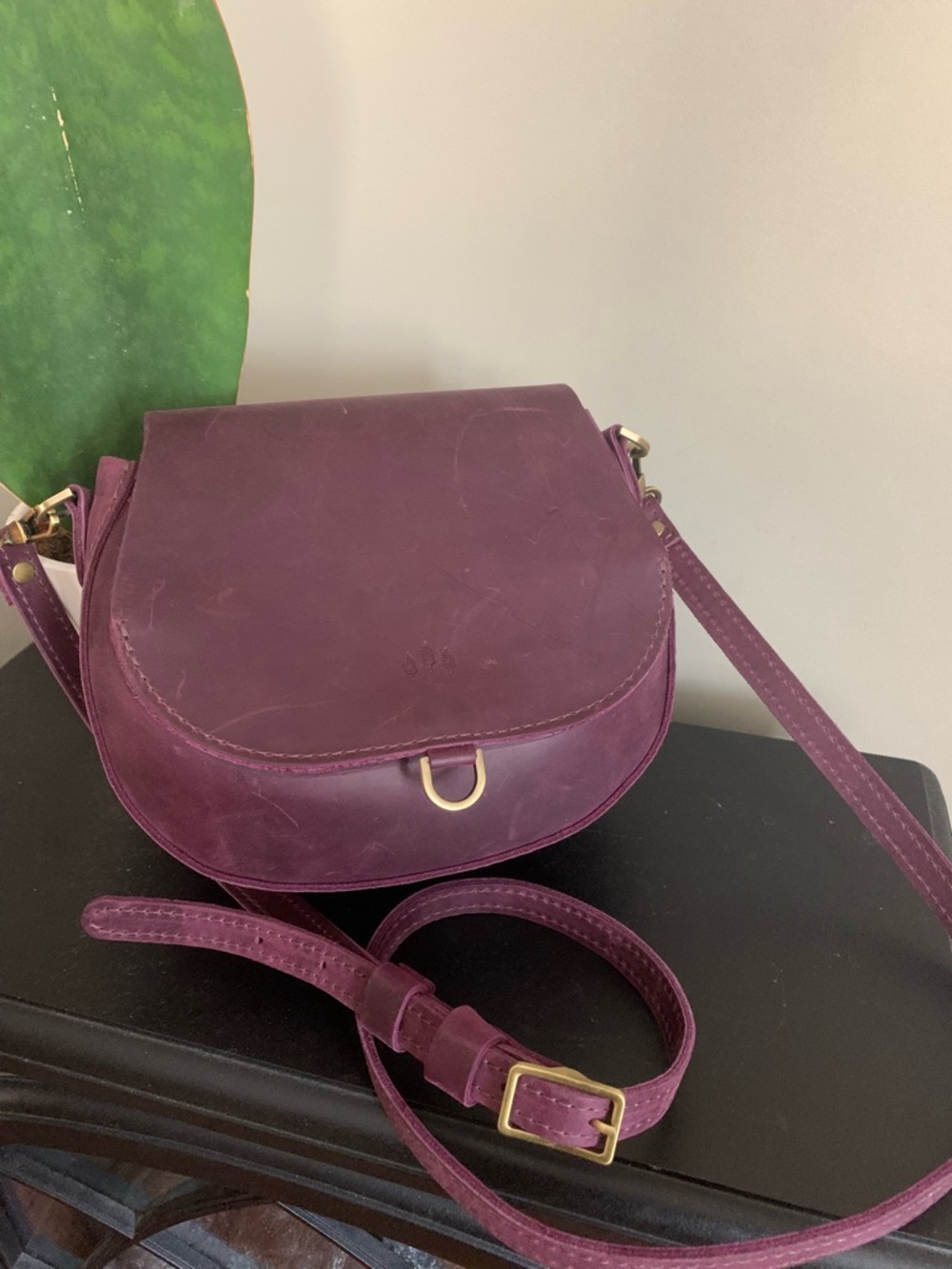 Portland Leather Goods small Monaco leather bag in Larkspur